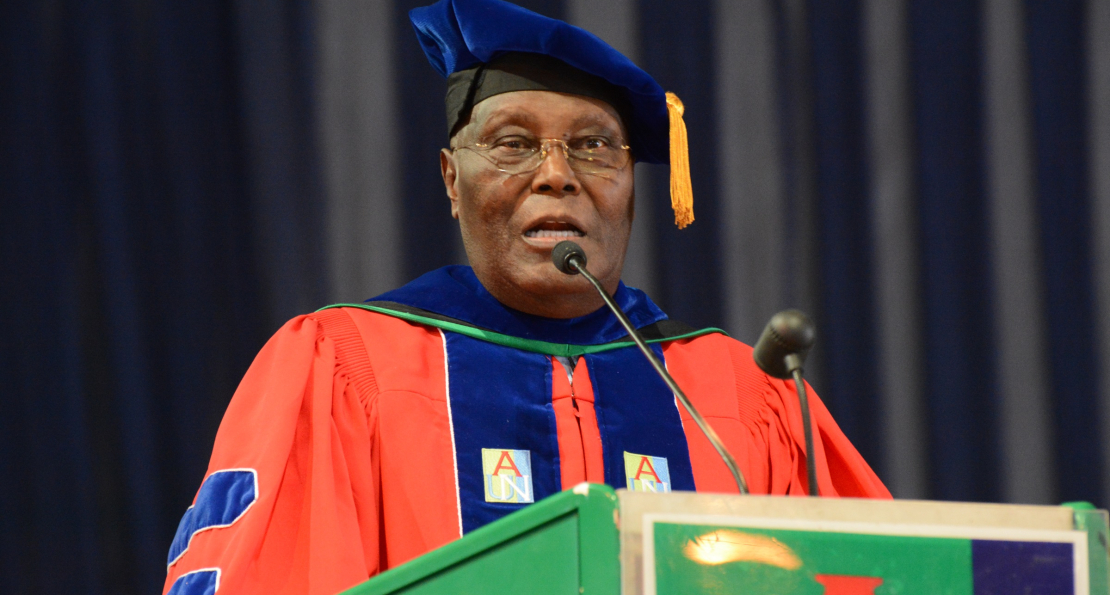 Atiku Abubakar in academic gown at the American University of Nigeria